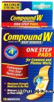 Compound W One Step Pads salicylic acid wart remover, medicated pads Center Front Picture